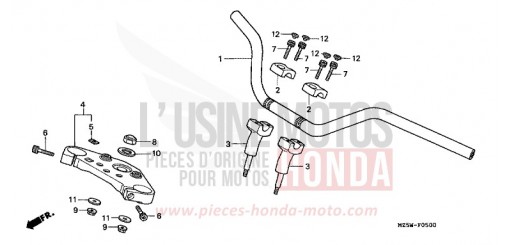 TUYAU DE GUIDON/PONT SUPERIEUR VF750CX de 1999